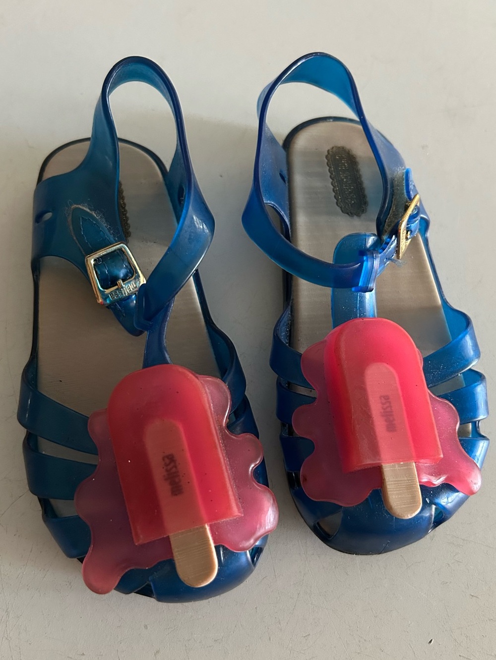 Mini Melissa Aranha VIII Jelly Sandals | blue with pink popsicle